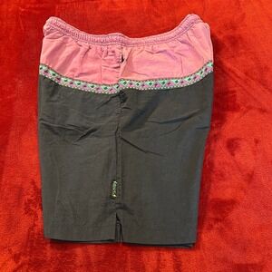 Vintage Lightning Bolt Mens‎ Purple Black Colorblock Nylon Swim Trunks Shorts M